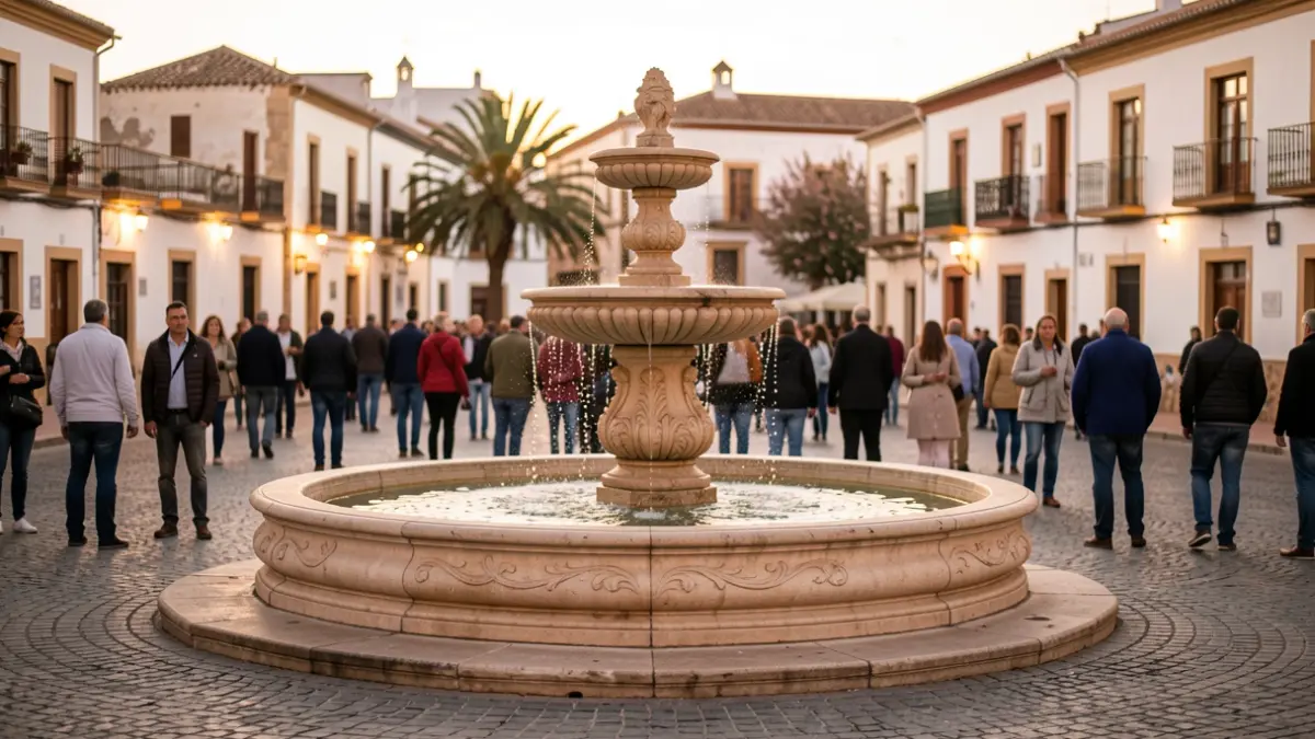Rotonda con fuente en Sanlúcar de Barrameda.