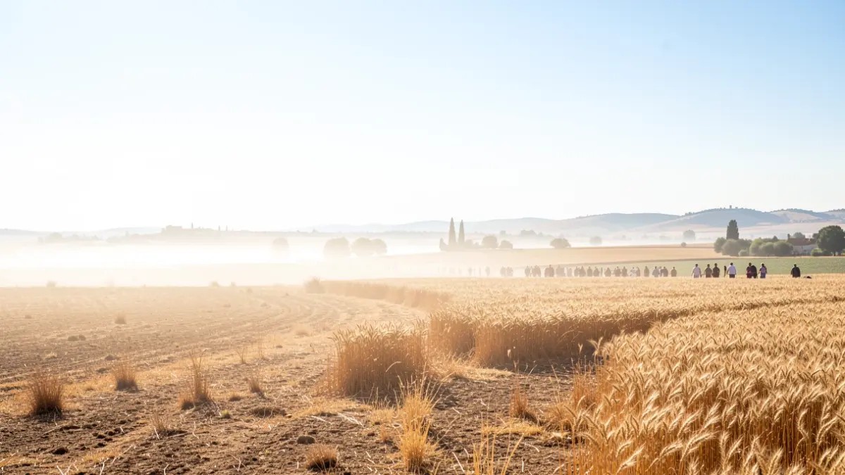 Generic image of a rural landscape under intense sun during a heatwave.