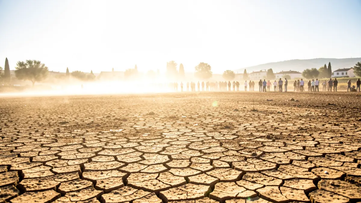 Generic image of a dry landscape under intense sun during a heatwave.