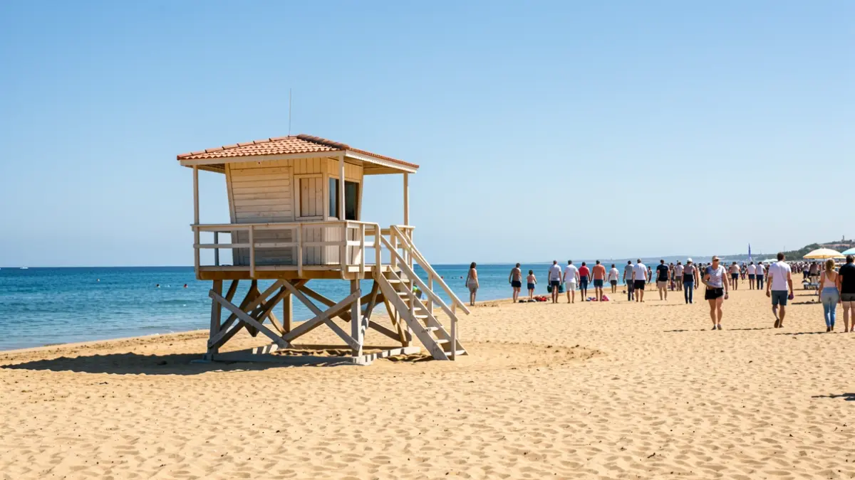 Lifeguard tower on an Andalusian beach.