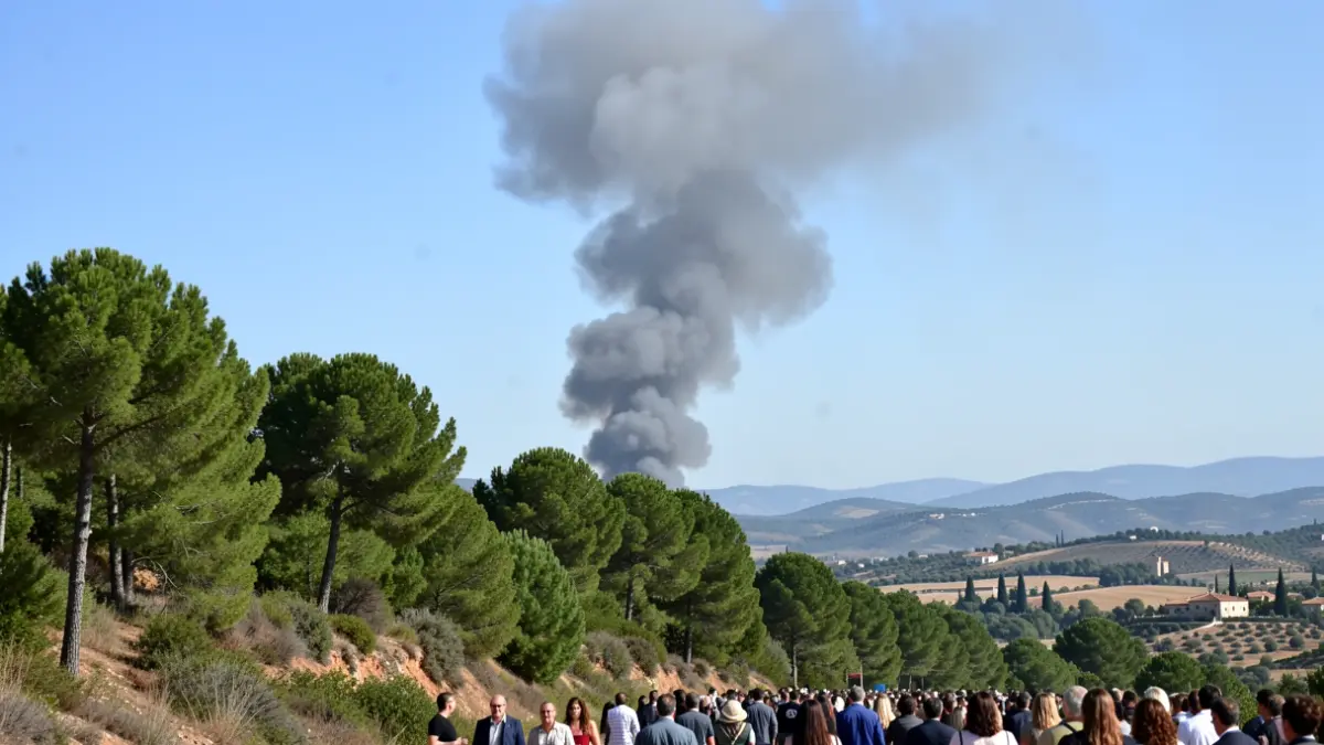 Generic image of a smoke column over a hillside forest in Andalusia.