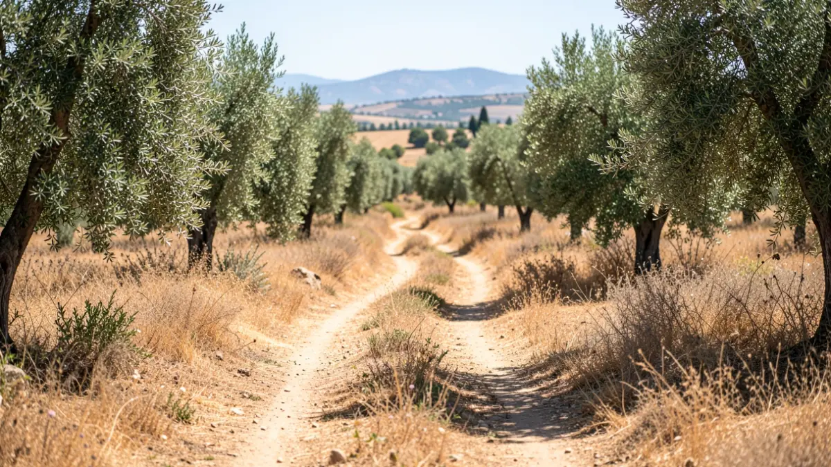 Generic image of a rural path in Andalusia with dry vegetation and signs of neglect.