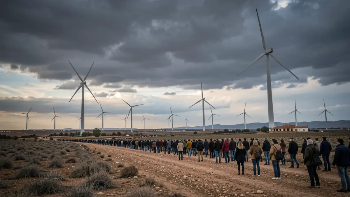 Generic image of an Andalusian landscape with wind turbines in the background.