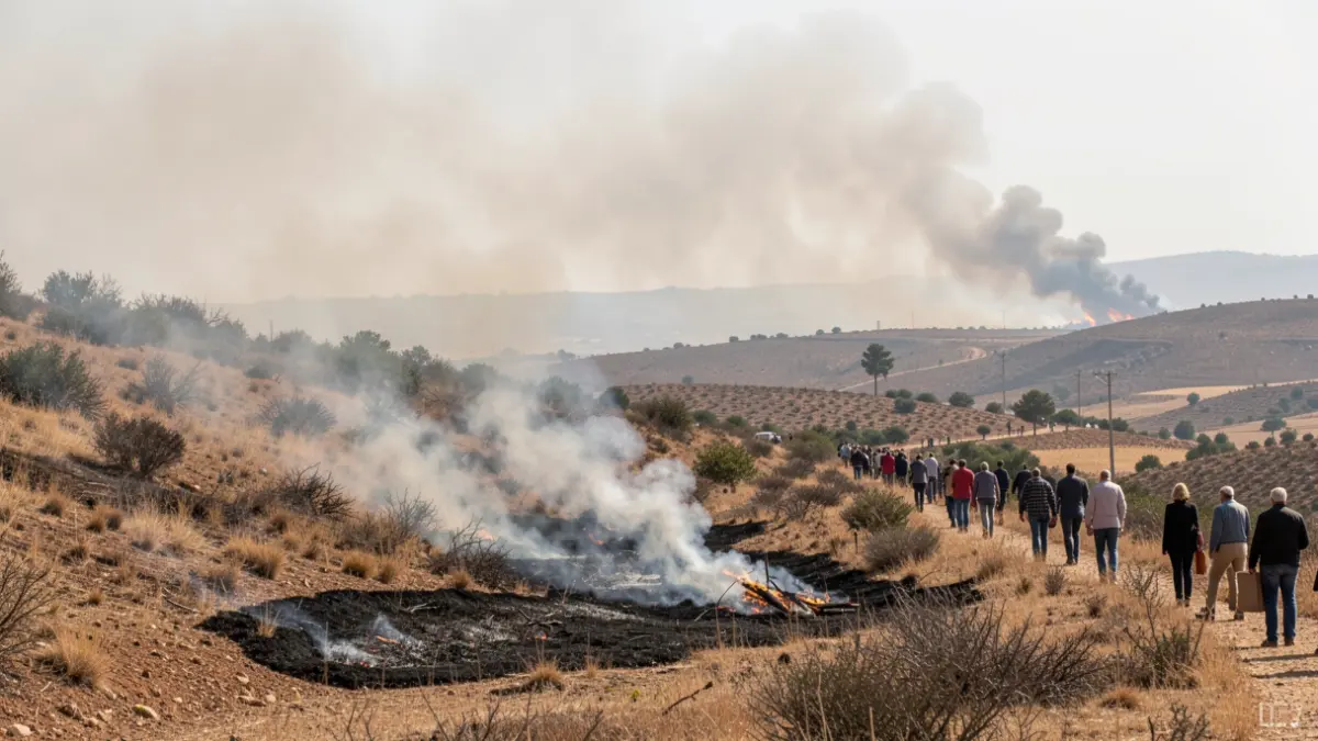 Generic image of a controlled technical fire on a hillside.