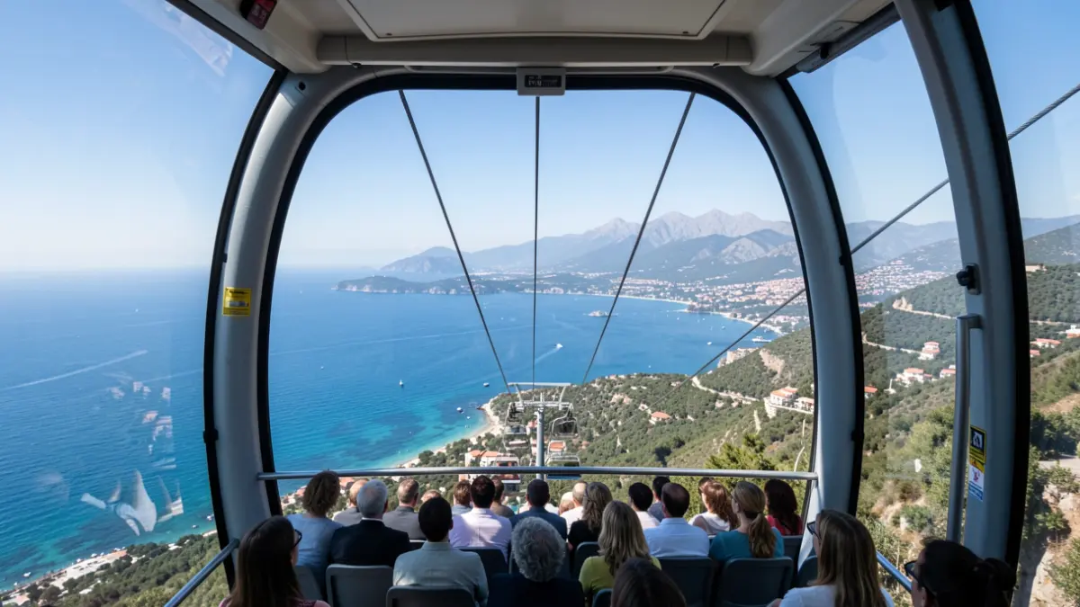 View of the Benalmádena coast from a cable car cabin.