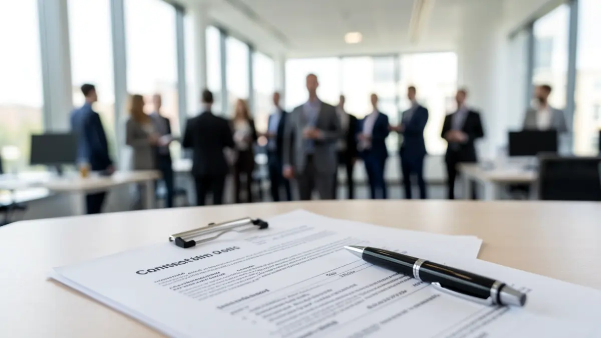 Generic image of a work contract and a pen.
