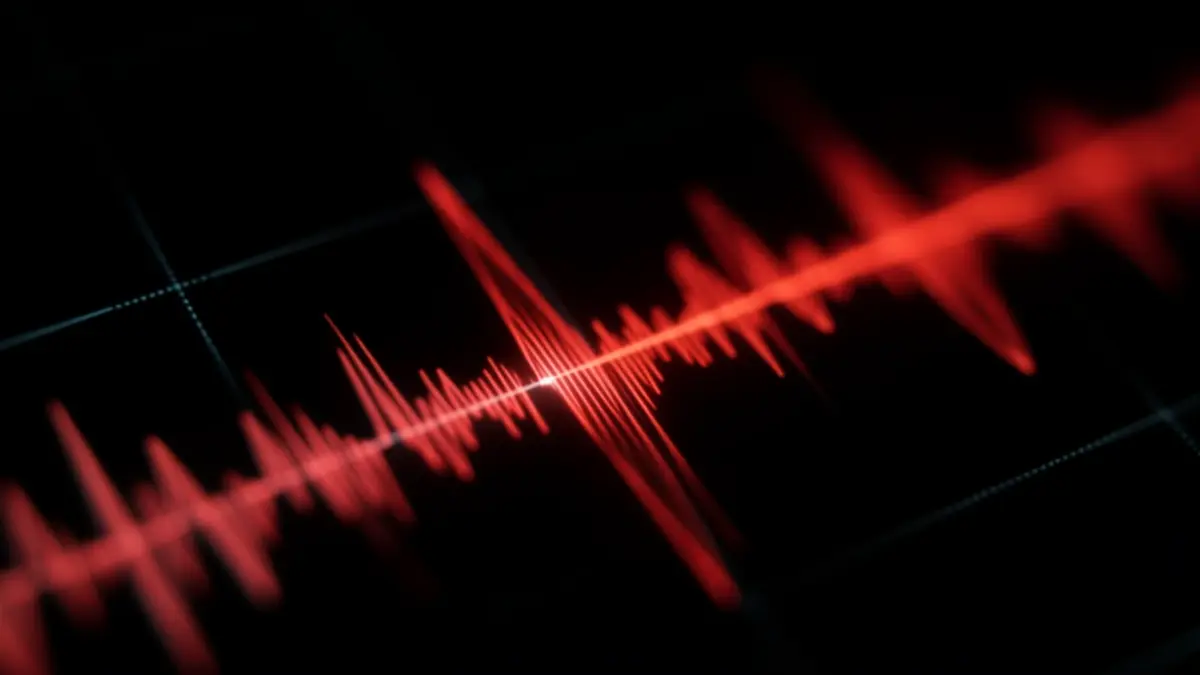 Seismograph needles vibrating intensely, representing an earthquake.