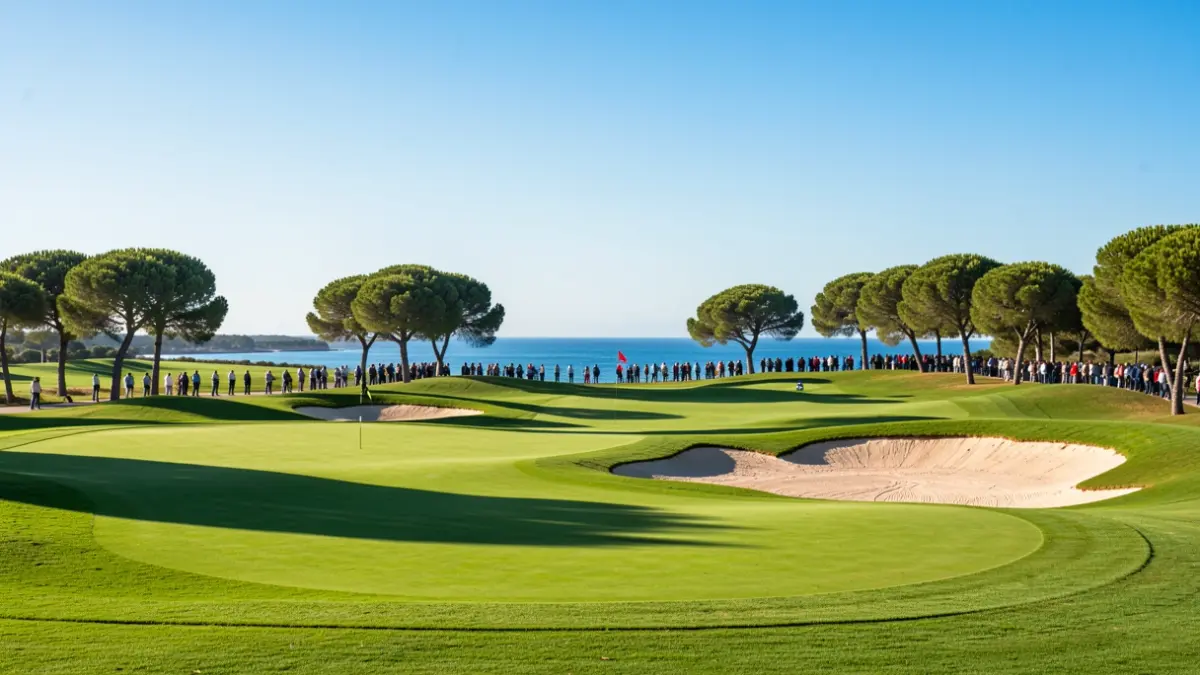 Generic image of a golf course in Andalucía with the sea in the background.