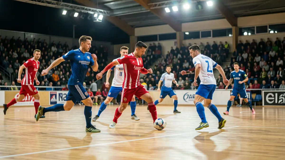 Imagen genérica de un partido de fútbol sala en un pabellón deportivo.