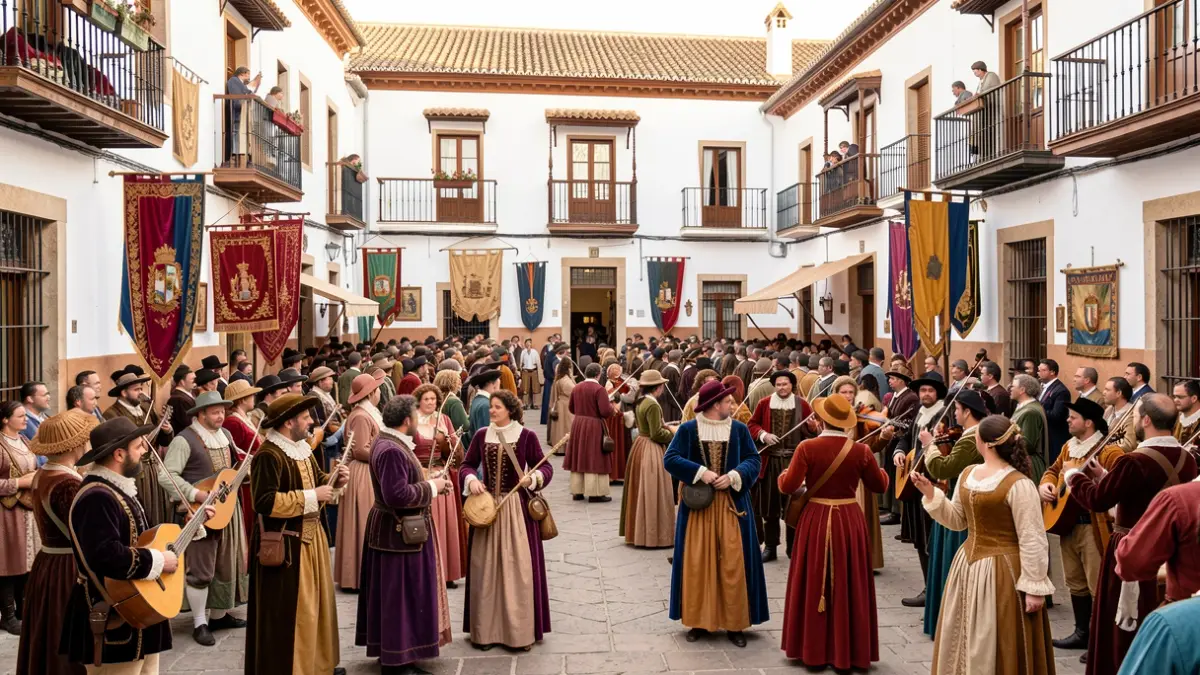 Imagen genérica de una recreación histórica en una plaza andaluza durante las Fiestas del Renacimiento.