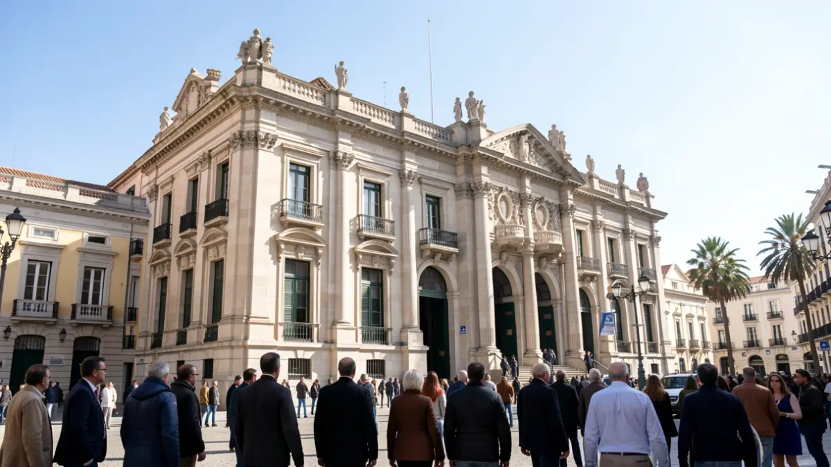 Fachada del edificio emblemático de la Oficina Principal de Correos en Cádiz.