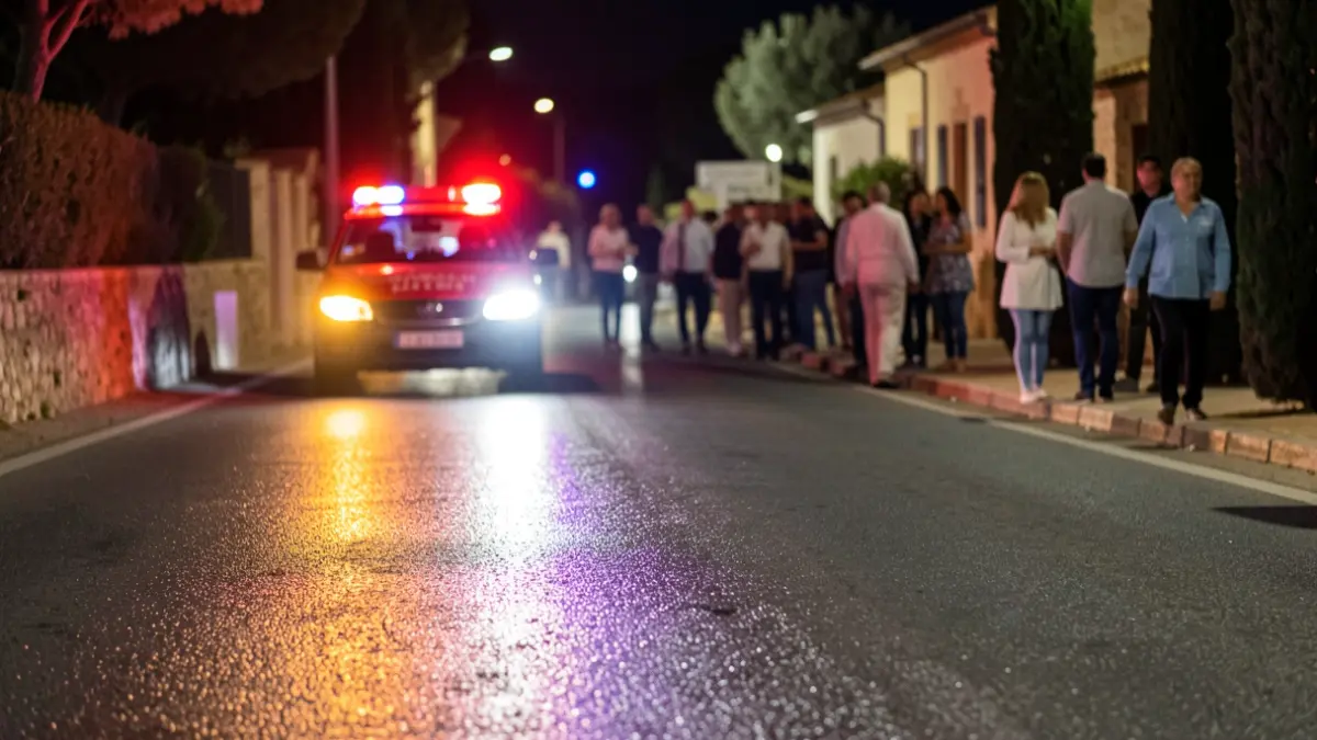 Generic image of emergency lights on a road at night.