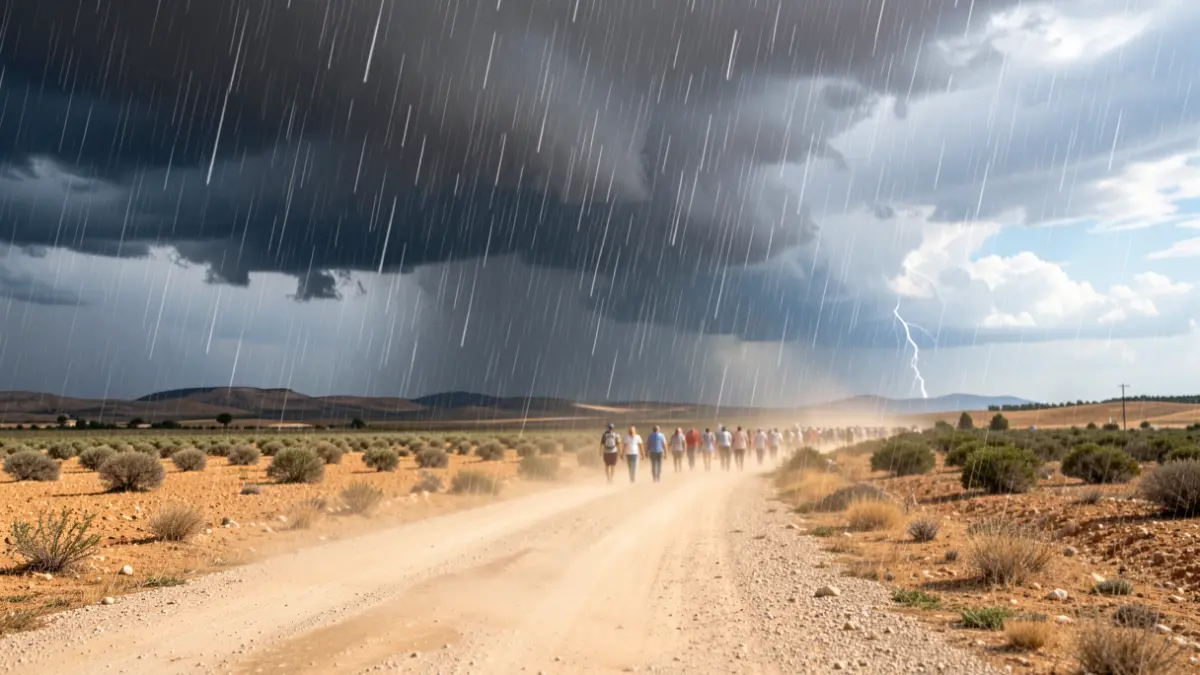 Imagen genérica de una tormenta de verano sobre un paisaje árido.