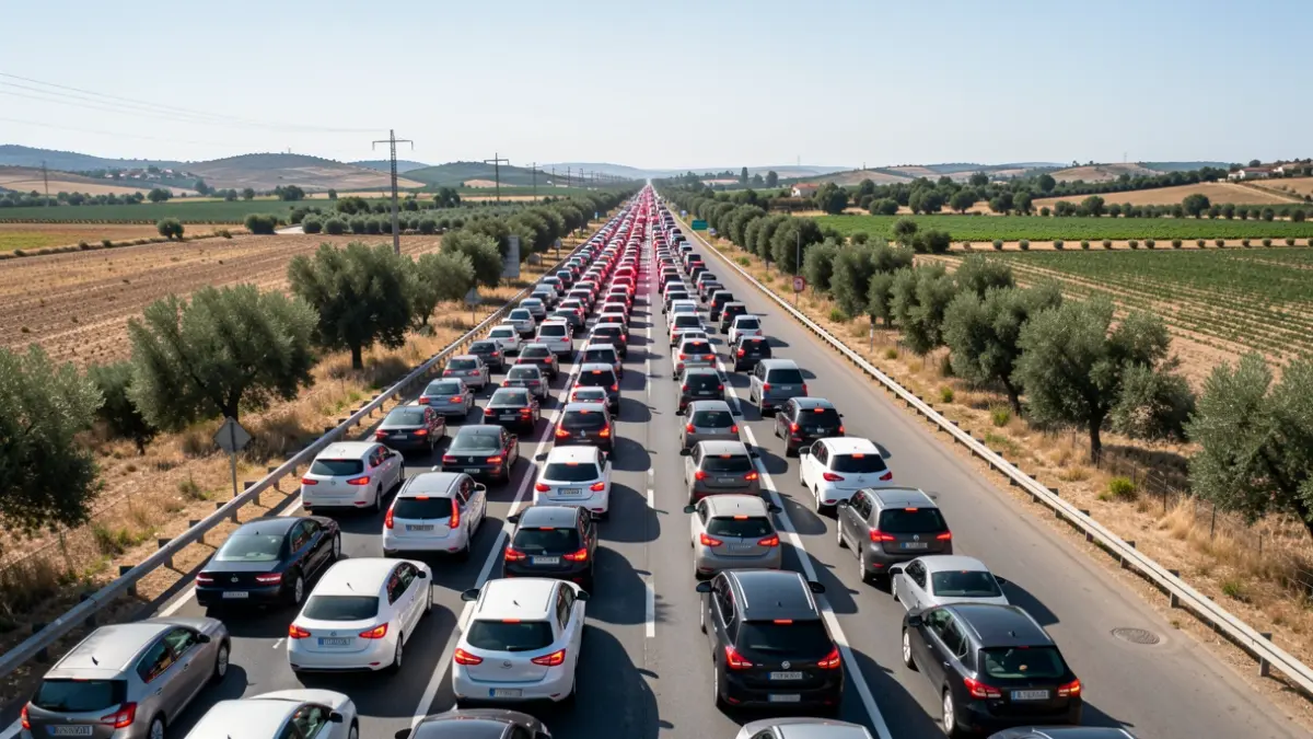 Imagen genérica de una gran retención de tráfico en una autovía andaluza.