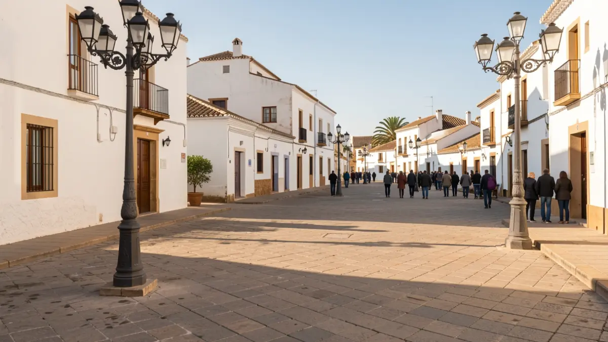 Imagen genérica de una plaza en un municipio andaluz con arquitectura tradicional.