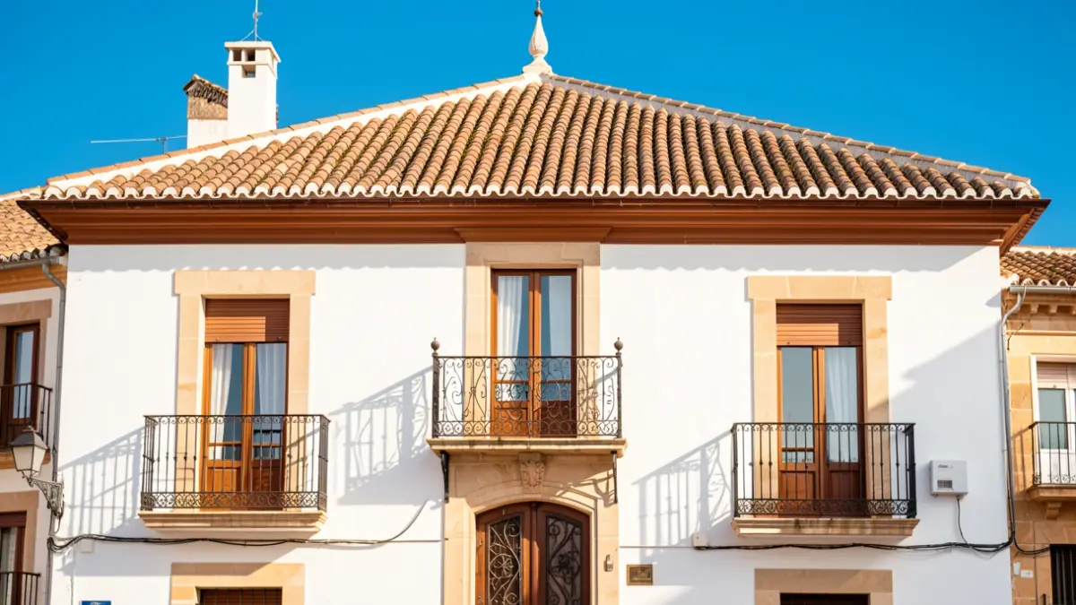 Facade of an Andalusian town hall with traditional architecture.