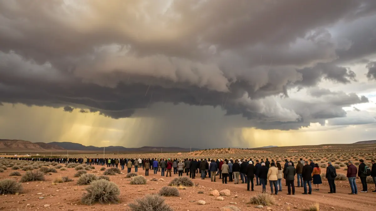 Imagen genérica de nubes de tormenta sobre un paisaje árido.