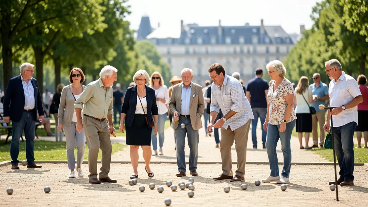 Generic image of people playing petanque in a sunny park.
