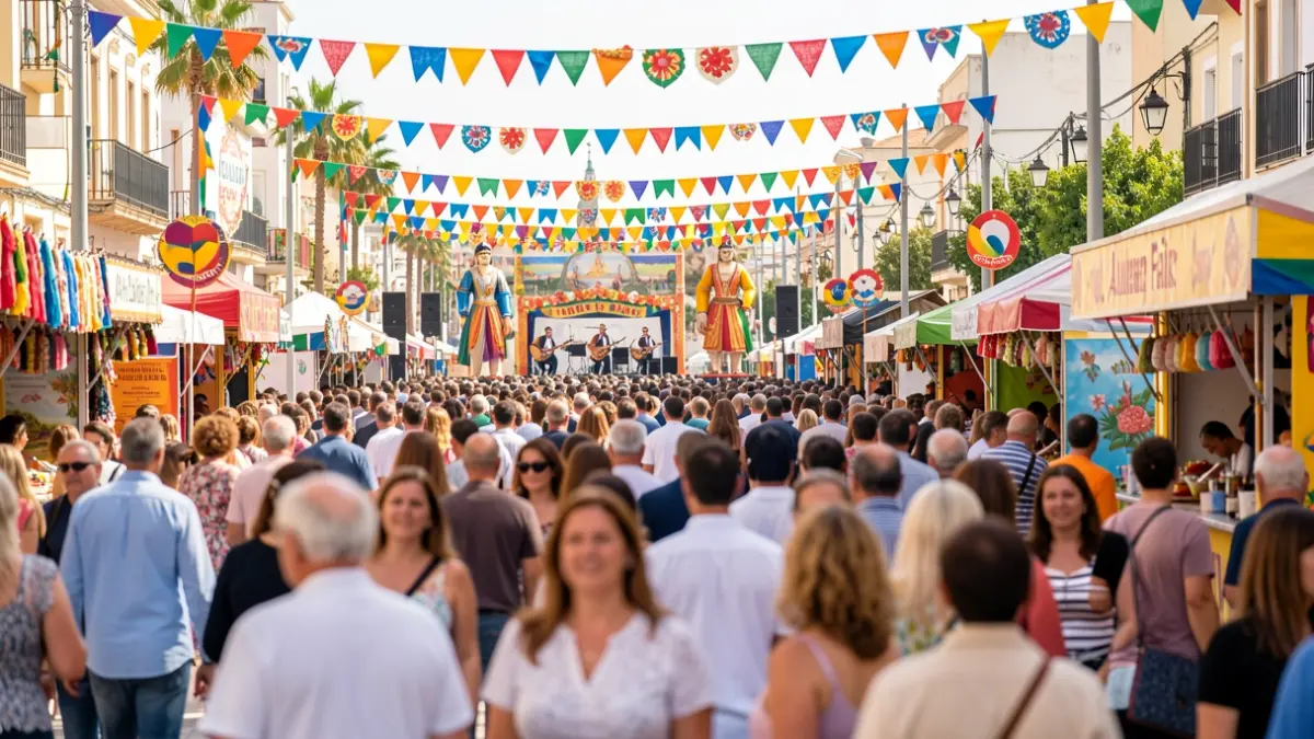 Imagen genérica de la Feria de Almería con ambiente festivo y decoraciones.