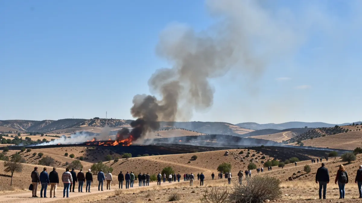 Generic image of a forest fire in a mountainous area of Andalusia.