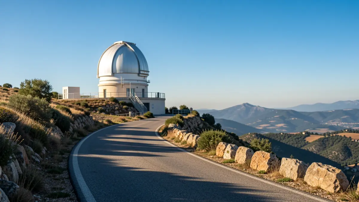 Carretera renovada hacia el Observatorio de Calar Alto en Almería.