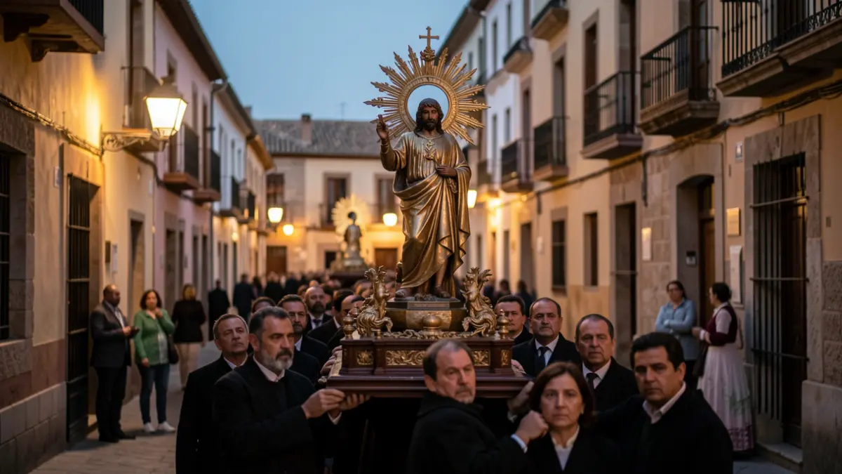 Religious procession of San Agustín in Granada due to earthquakes.