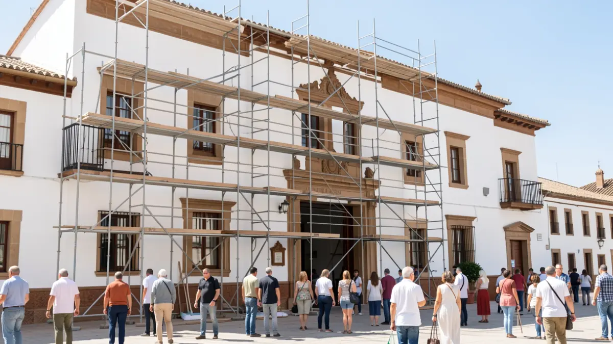 Facade of the Carmen and San Fernando buildings in Córdoba during their renovation.