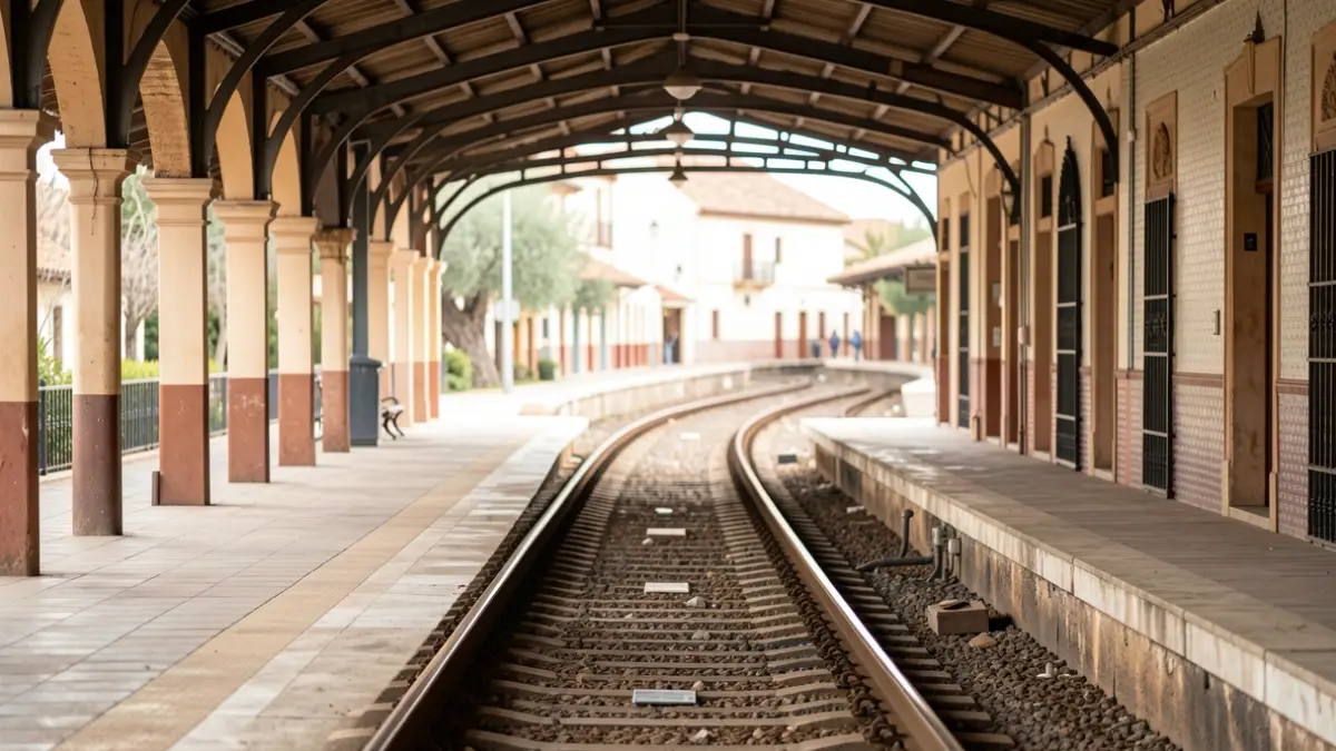 Generic image of an empty train station with tracks.