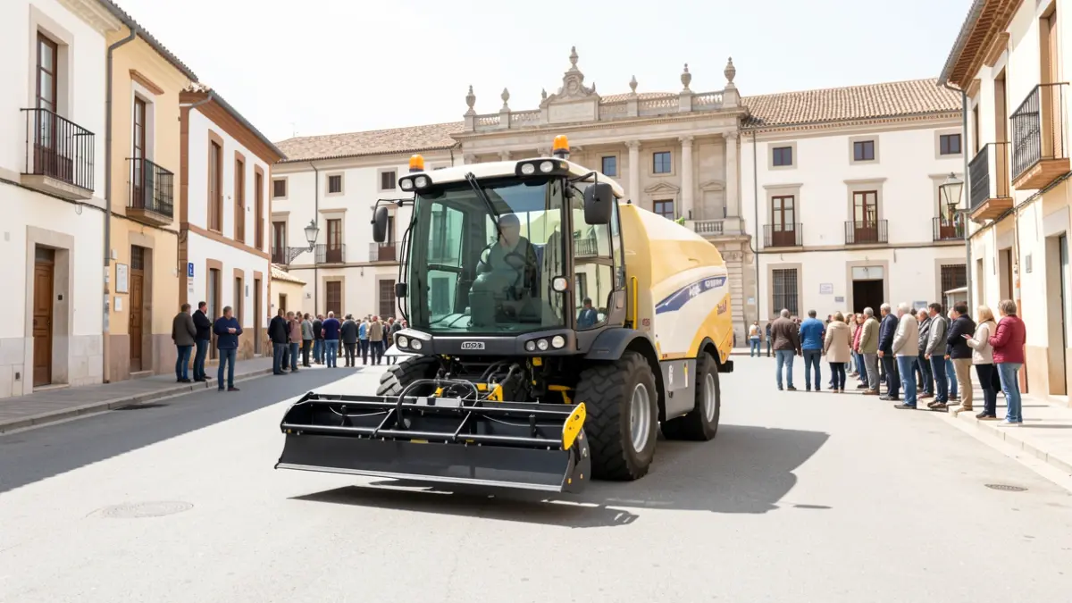 Nueva barredora municipal en una calle amplia de Baza.