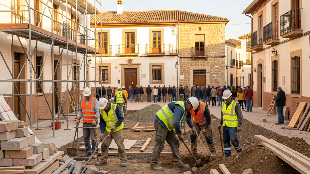 Workers renovating streets in a Baza neighborhood.