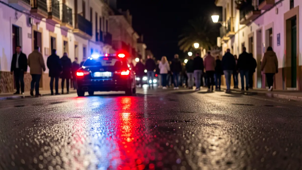 Generic image of police emergency lights reflecting on wet asphalt at night.