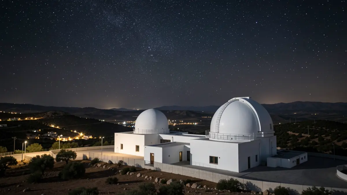 Cúpulas del Observatorio de Calar Alto bajo un cielo estrellado.