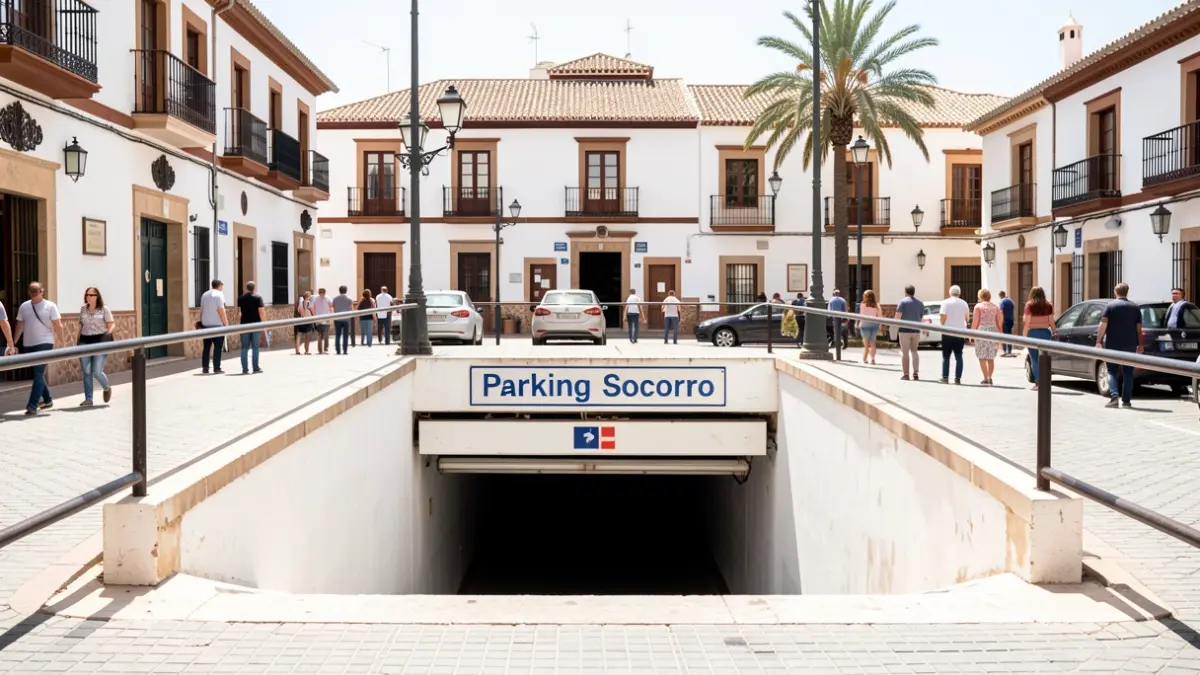 Entrance to the underground parking of Plaza del Socorro in Ronda.