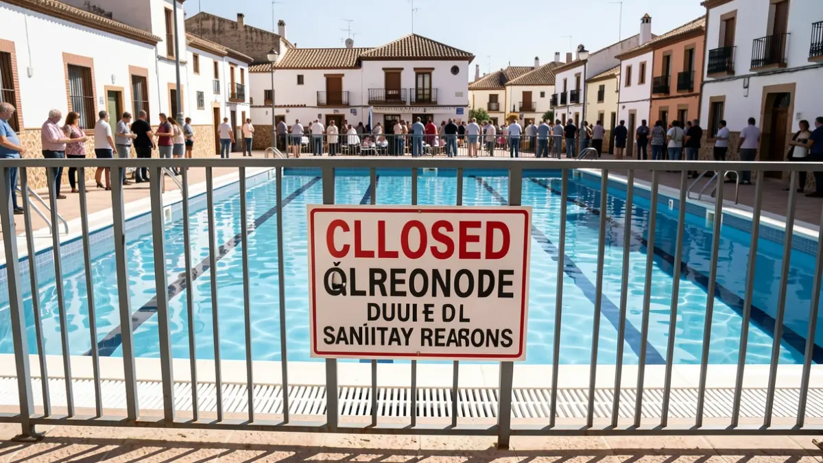 Image of the Lopera municipal swimming pool closed due to a sanitary incident.