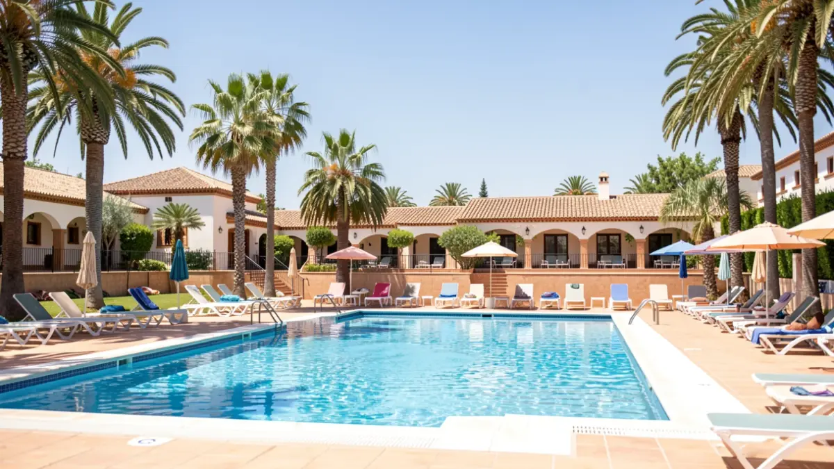 Imagen genérica de unas piscinas municipales andaluzas en un día soleado.