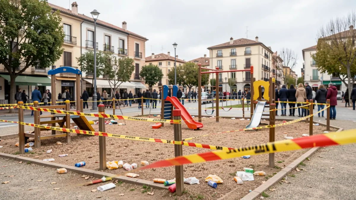 Generic image of a closed children's and dog park in Sevilla Este with caution tape.