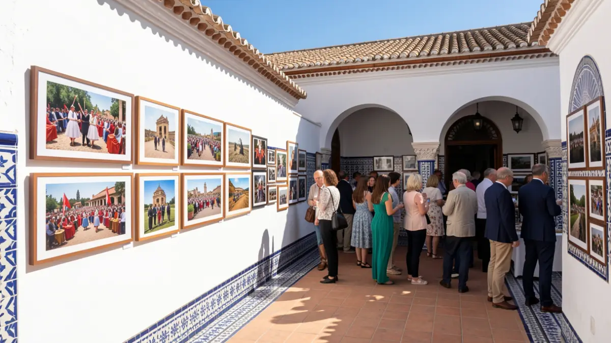 Exposición de fotografías del concurso 'Feria de Baza 2025' en el patio del Museo Municipal.