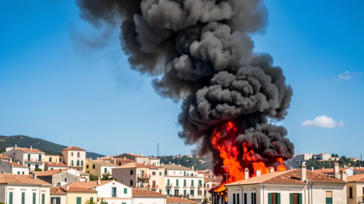 Imagen de un incendio en un restaurante en Huércal de Almería con una gran columna de humo.