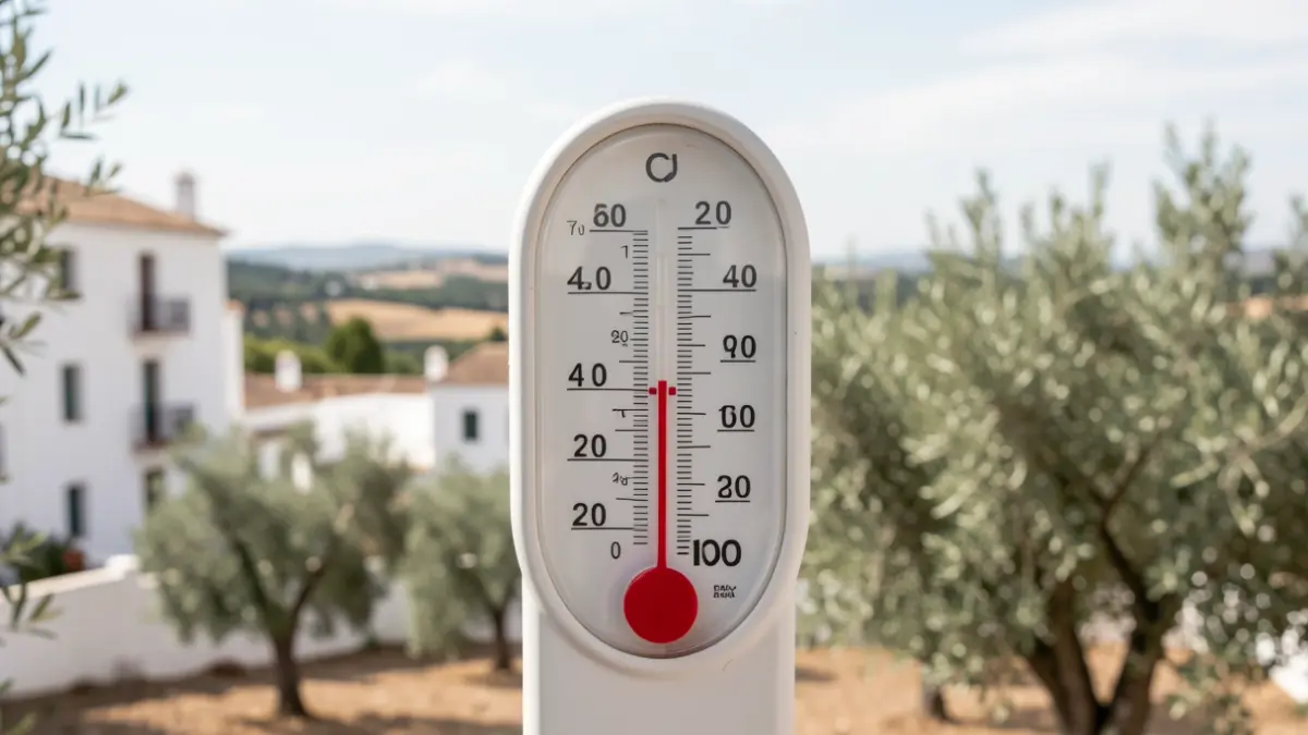 Thermometer showing a temperature drop in Andalusia.
