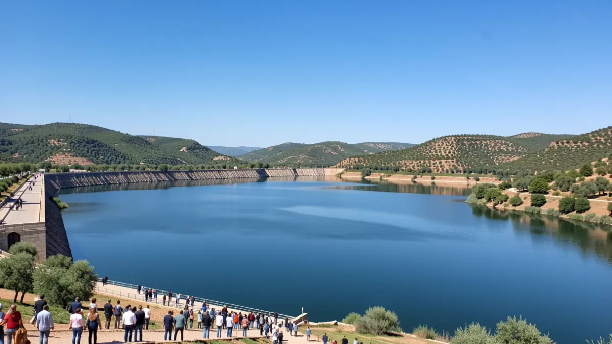Generic image of an Andalusian reservoir with a high water level.
