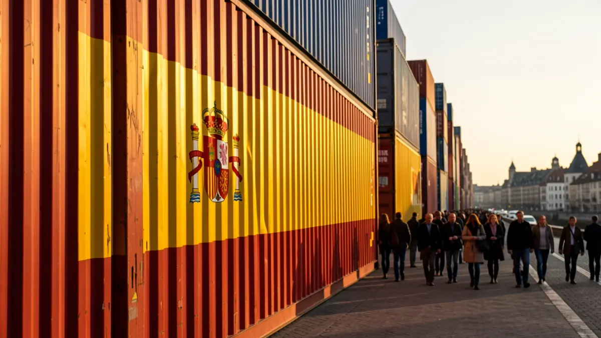 Imagen genérica de un contenedor de carga con la bandera española.