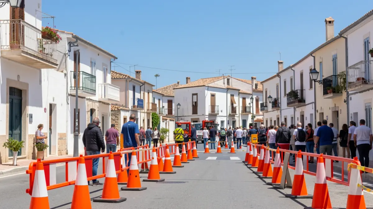 Imagen genérica de obras en una calle de un pueblo mediterráneo.