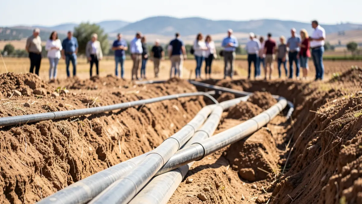 Image of underground drainage works in a rural area of Andalusia.