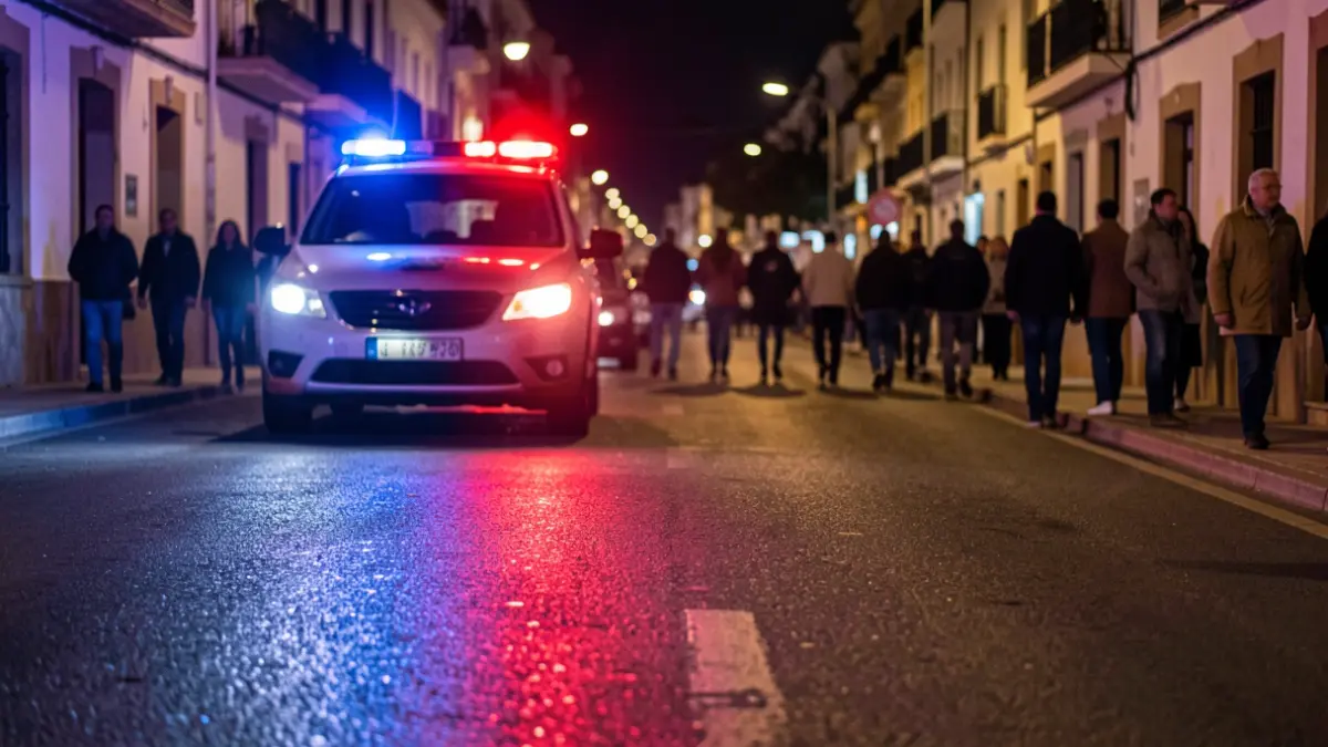 Generic image of police emergency lights reflecting on wet asphalt at night.