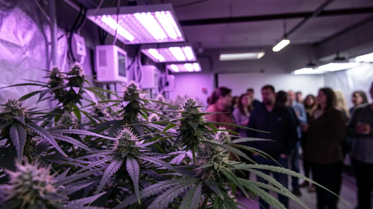 Cannabis plants in an illegal indoor cultivation.