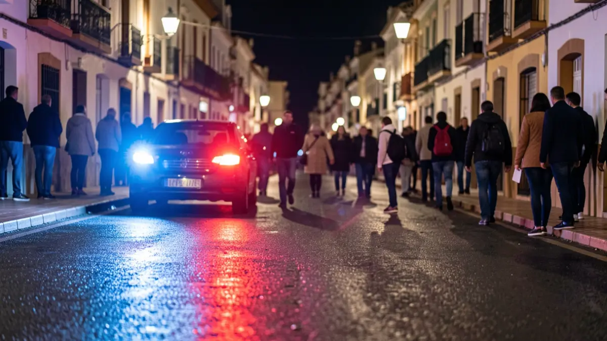Generic image of police emergency lights reflecting on wet asphalt at night.