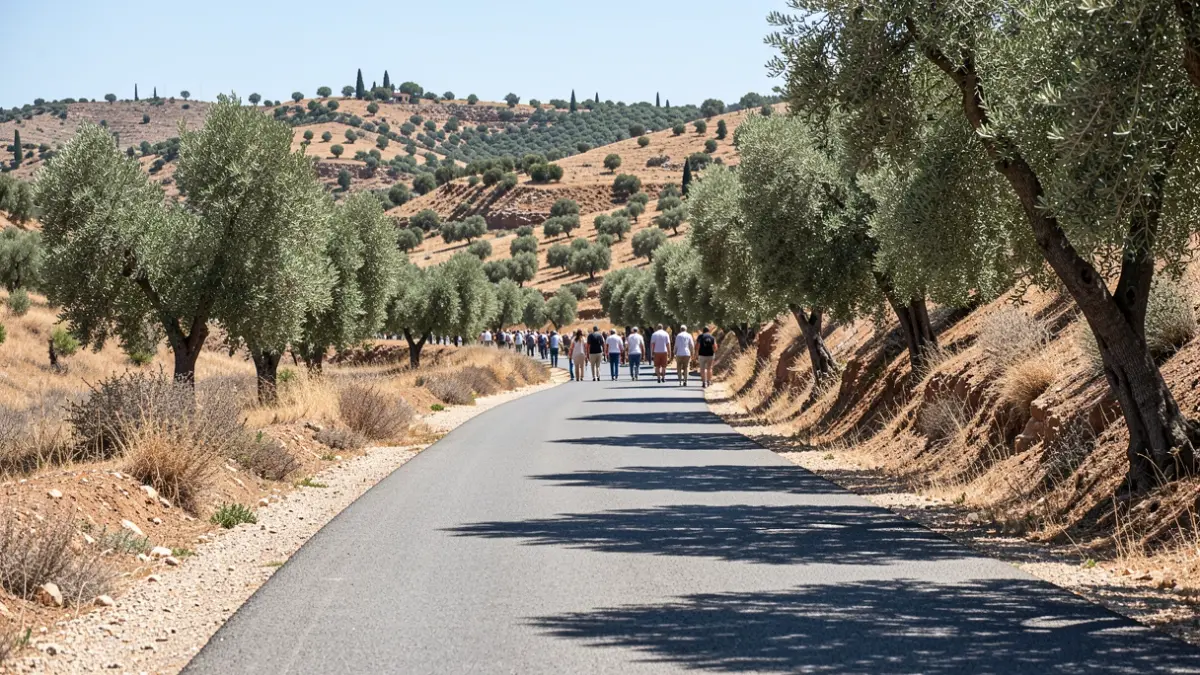 Imagen genérica de un camino rural recién asfaltado en Andalucía.