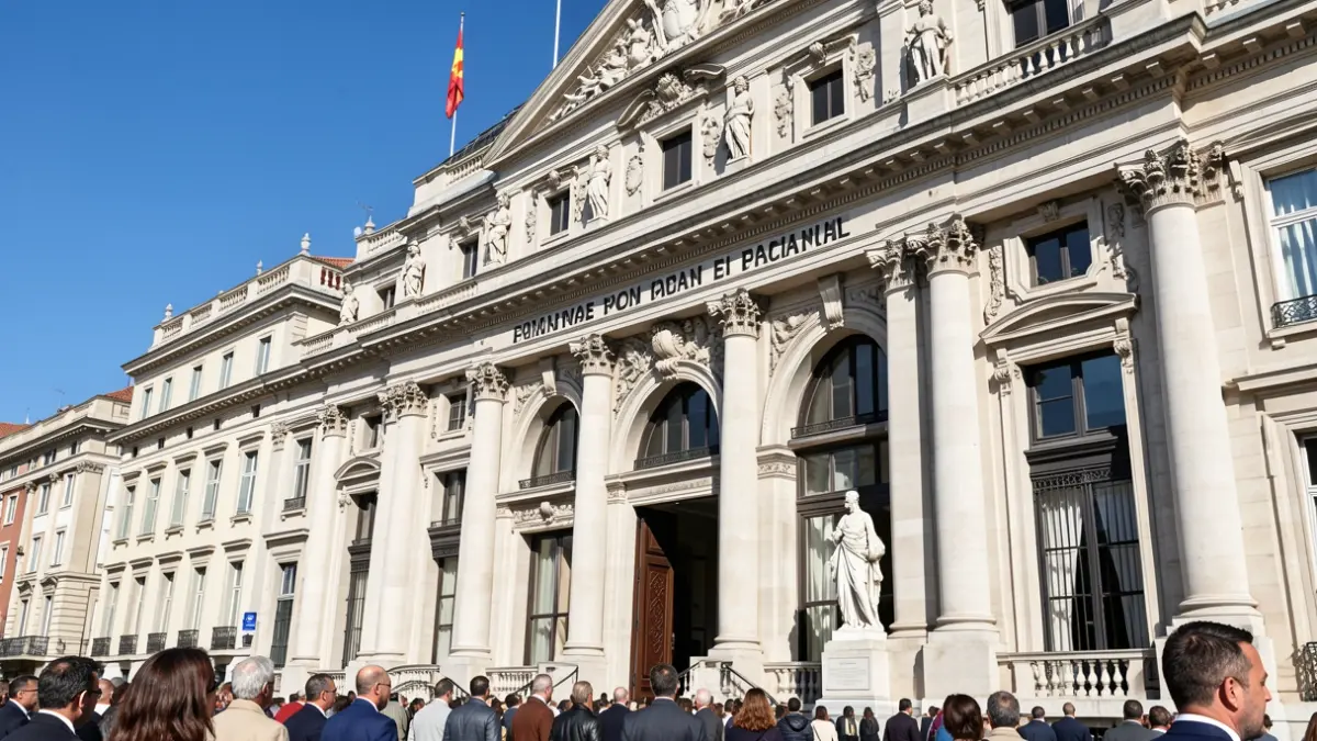 Fachada de un edificio institucional andaluz con arquitectura clásica.