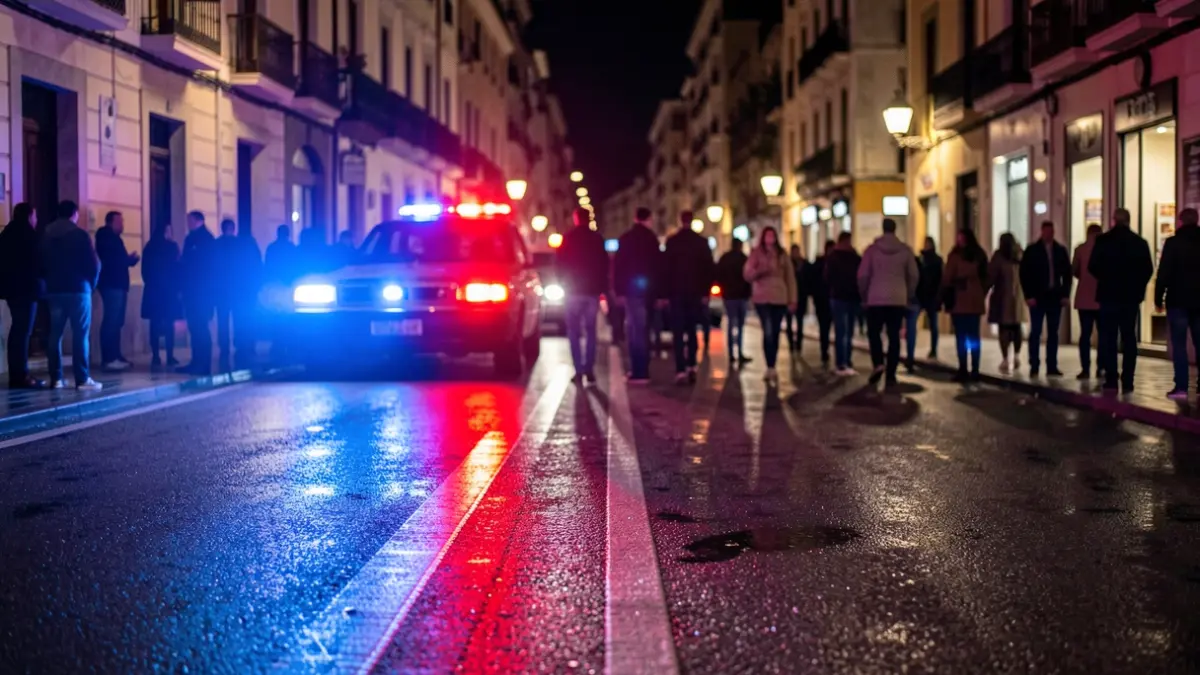 Generic image of police emergency lights reflecting on wet asphalt at night.