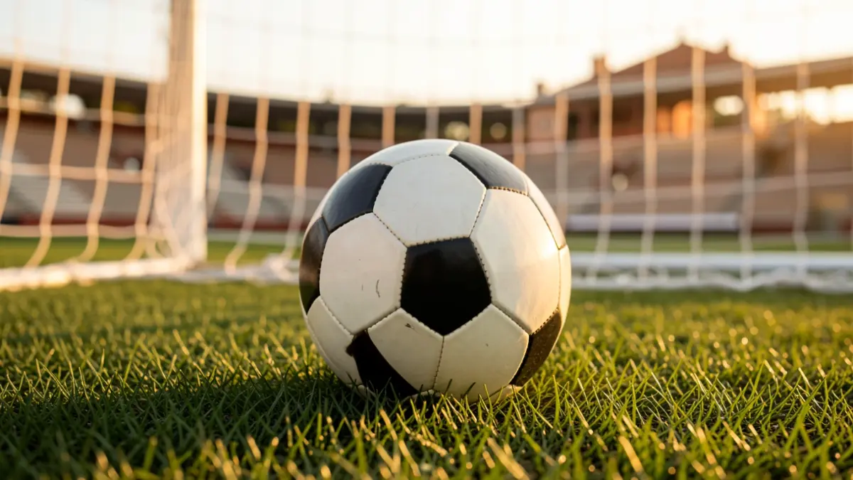 Generic image of a soccer ball on a field.
